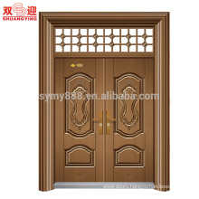 Luxury italian double entry door two leaf steel security door light color